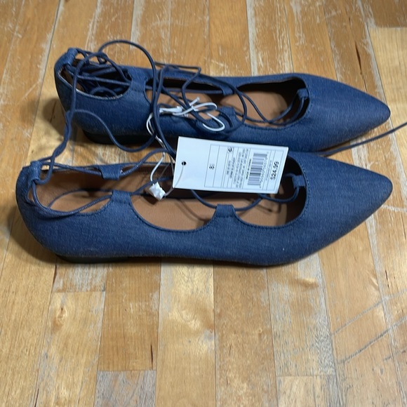 NWT Mossimo Kady denim lace up ballet shoe - Picture 4 of 6